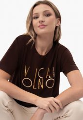 Brązowy t-shirt, Comfort Fit, T-MADAME. Brązowe t-shirty Volcano, m, bez wzorów, z bawełny, bez kołnierzyka, bez ramiączek. Za 59.99 zł.