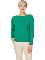 Heine Sweter w kolorze zielonym rozmiar: 38. Zielone swetry Heine, bez wzorów, z bawełny, bez ramiączek. Za 68.95 zł.