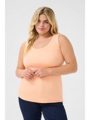 KAFFE curve Top w kolorze brzoskwiniowym rozmiar: XL. Pomarańczowe topy KAFFE curve, xl, bez wzorów, bez kołnierzyka, bez ramiączek. Za 79.21 zł.