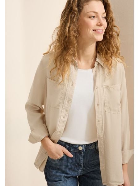 Cecil Bluzka w kolorze beżowym rozmiar: L. Brązowe bluzki Cecil, l, bez wzorów, bez kołnierzyka, bez ramiączek. Za 100.52 zł.