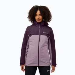 Kurtka 3w1 damska Jack Wolfskin Hunberg. Fioletowe kurtki Jack Wolfskin, bez wzorów, sportowe, bez kaptura. Za 1,129.00 zł.