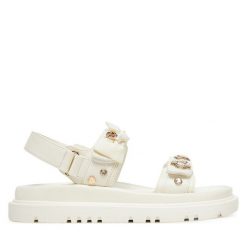 Sandały Aldo. Białe sandały Aldo, bez wzorów, bez obcasa, na płaskiej podeszwie, bez zapięcia. Za 439.99 zł.