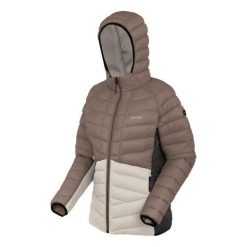 Damska kurtka puchowa Regatta Dalent. Brązowe kurtki Regatta, bez wzorów, z puchu, bez kaptura. W wyprzedaży za 233.99 zł.