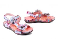 LAURA VITA 0007955 Liloo 06 rose, sandały damskie. Czerwone sandały LAURA VITA, bez wzorów, ze skóry, bez obcasa, na obcasie, bez zapięcia. Za 389.90 zł.