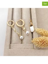 Nakkash Pozłacane kolczyki-kreole (3 szt.) z cyrkoniami rozmiar: onesize. Żółte kolczyki Nakkash, z cyrkonią, pozłacane. Za 61.17 zł.