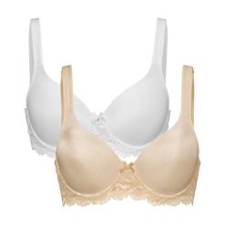 Cellbes Biustonosz Molly 2 Pack beżowy biały female beżowy/biały 110E. Białe biustonosze sportowe Cellbes, bez wzorów, z koronki. Za 179.00 zł.