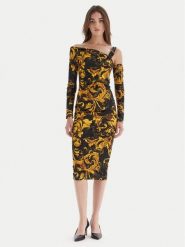 Versace Jeans Couture Sukienka koktajlowa 79HAO974 JS508 Czarny Slim Fit. Czarne sukienki Versace Jeans Couture, bez wzorów, z jeansu, wizytowe, bez kołnierzyka, bez ramiączek. Za 1,339.00 zł.