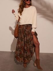 Milan Kiss Spódnica w kolorze brązowym rozmiar: S. Brązowe spódnice Milan Kiss, s, bez wzorów, maxi. Za 130.99 zł.