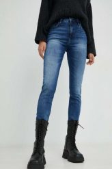 Mustang jeansy Mia Jeggings damskie high waist. Niebieskie jeansy Mustang, bez wzorów, z bawełny, z podwyższonym stanem. W wyprzedaży za 236.99 zł.