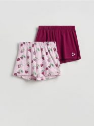Piżamowe szorty 2 pack - lawendowy. Fioletowe piżamy Reserved, l, bez wzorów, z bawełny, bez kołnierzyka, bez ramiączek. Za 55.99 zł.