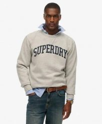 Superdry Bluza Athletic Essentials Crew z bawełny – szary melanż. Szare bluzy Superdry, s, bez wzorów, z bawełny, vintage, bez ramiączek, bez kaptura. Za 387.25 zł.