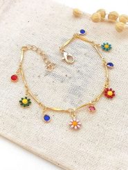 Atelier MIU Pozłacana bransoletka z kryształami rozmiar: onesize. Żółte bransoletki atelier MIU, z kryształem, pozłacane. Za 52.42 zł.