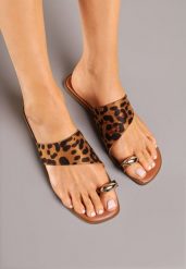 Panterkowe Klapki Japonki Zdobione Elegancką Aplikacją Reanelora. Japonki Renee, z aplikacjami, eleganckie. W wyprzedaży za 55.99 zł.