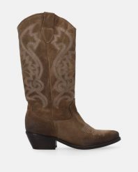 ZAMSZOWE KOWBOJKI Z HAFTEM M002SUBEOBB112. Botki Venezia, bez wzorów, ze skóry, bez obcasa, bez zapięcia. Za 629.00 zł.