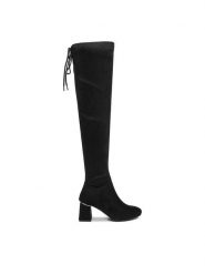 DeeZee Kozaki HX19021-21 Czarny. Czarne kozaki DeeZee, bez wzorów, z materiału, bez obcasa, na słupku, bez zapięcia. Za 229.99 zł.
