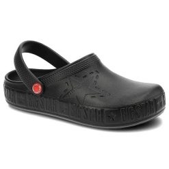 Klapki damskie Big Star, cholewka z tworzywa wsuwana konstrukcja profilowana wkładka gruba podeszwa, czarny, II275001. Czarne klapki BIG STAR, bez wzorów, klasyczne, bez obcasa, bez zapięcia. Za 69.99 zł.