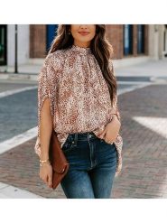 LA Angels Bluzka w kolorze brązowo-kremowym rozmiar: XL. Brązowe bluzki LA Angels, xl, bez wzorów, bez kołnierzyka, bez ramiączek. Za 113.90 zł.