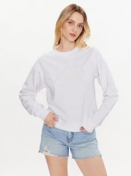 Guess Bluza Logo Script W3GQ12 KBK32 Biały Regular Fit. Białe bluzy Guess, xl, z aplikacjami, z bawełny, bez kaptura. Za 199.99 zł.