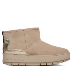 Śniegowce Tommy Hilfiger. Brązowe śniegowce Tommy Hilfiger, bez wzorów, bez zapięcia. Za 749.99 zł.