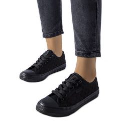 Czarne siateczkowe trampki Big Star LL274072. Czarne trampki bez wzorów, z dresówki, eleganckie, bez zapięcia. Za 191.52 zł.