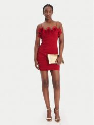 Guess Sukienka koktajlowa W6RK80 WI342 Czerwony Classic Fit. Czerwone sukienki Guess, z aplikacjami, z syntetyku, wizytowe, bez kołnierzyka, bez ramiączek. Za 695.00 zł.