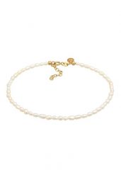 Elli PREMIUM Łańcuszek na kostkę Classic z perły hodowlana słodkowodna z pozłacanego srebra próby 925 Sterling Silver Bransoletki na nogę 1 ct Damski. Szare bransoletki Elli PREMIUM, z perłą, pozłacane. Za 378.99 zł.