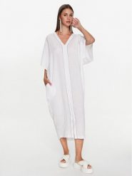 Fabiana Filippi Sukienka codzienna ABD273B737 Biały Relaxed Fit. Białe sukienki Fabiana Filippi, na co dzień, bez wzorów, ze lnu, bez kołnierzyka, bez ramiączek, proste. Za 1,999.00 zł.