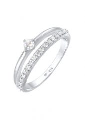 Elli Damski pierścionek zaręczynowy Solitaire mieniący się kryształami cyrkonii w srebrze próby 925 Sterling Silver Pierścionki 1 ct. Szare pierścionki Elli, z cyrkonią, srebrne. Za 283.99 zł.