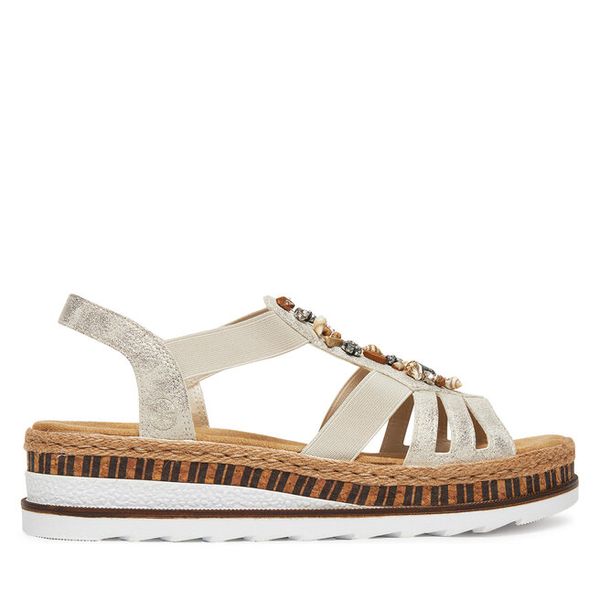 Sandały Rieker. Niebieskie sandały Rieker, bez wzorów, bez obcasa, na koturnie, bez zapięcia. Za 339.99 zł.