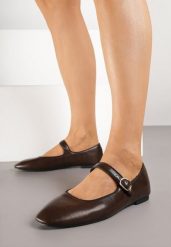 Brązowe Balerinki Vices ze Skórzaną Wkładką i Paskiem Vikiseme. Brązowe baleriny Born2be, bez wzorów, eleganckie, bez obcasa, bez zapięcia. Za 49.99 zł.