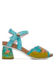 Laura Vita Sandały Framboiseo 34 Turkusowy. Niebieskie sandały LAURA VITA, bez wzorów, ze skóry, bez obcasa, na słupku, bez zapięcia. Za 429.99 zł.