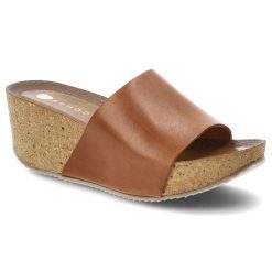 Klapki damskie Armodo, cholewka ze skóry naturalnej licowej profilowana wkładka i wysoki koturn, brązowe, 40291. Brązowe klapki Armodo, bez wzorów, ze skóry, bez obcasa, na koturnie, bez zapięcia. Za 319.00 zł.