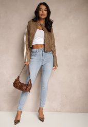 Niebieskie Jeansy Slim High Waist z Haftem na Tylnej Kieszeni Adinaria. Niebieskie jeansy Renee, m, bez wzorów, z jeansu, eleganckie, z podwyższonym stanem. W wyprzedaży za 56.99 zł.