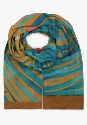 Beżowo-Niebieski Szalik z Bawełny w Ozdobny Print Natsu. Brązowe szaliki i kominy Born2be, na jesień, bez wzorów, z bawełny, eleganckie. W wyprzedaży za 29.74 zł.