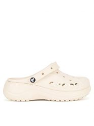 Crocs Klapki C-BAYA PLATFORM CLOG 208186-11S Beżowy. Brązowe klapki Crocs, bez wzorów, z materiału, bez obcasa, bez zapięcia. Za 199.99 zł.