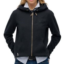 Damska bluza z kapturem zapinana na zamek Superdry Essential Logo Hb. Niebieskie bluzy Superdry, m, bez wzorów, z bawełny, klasyczne, bez ramiączek, z kapturem. Za 322.70 zł.