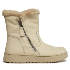 Botki Caprice. Brązowe botki Caprice, bez wzorów, bez obcasa, na płaskiej podeszwie, bez zapięcia. Za 329.99 zł.