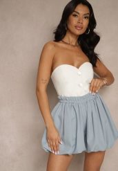 Niebieskie Szorty o Kroju Bombki Toselira. Niebieskie szorty Renee, bez wzorów, eleganckie. W wyprzedaży za 51.99 zł.