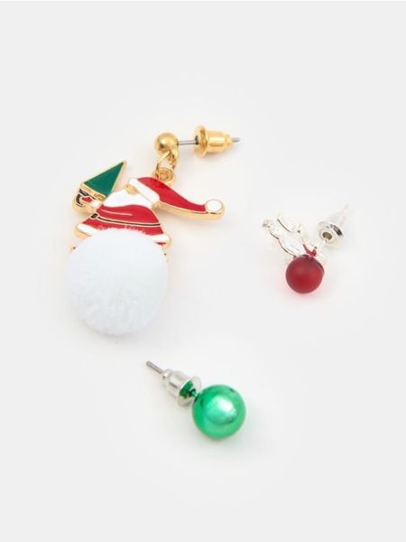 Kolczyki 3 pack z motywem świątecznym - wielobarwny. Kolczyki Sinsay. Za 12.99 zł.