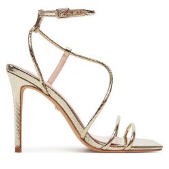 Sandały Marciano Guess. Żółte sandały Marciano Guess, z aplikacjami, bez obcasa, na szpilce, bez zapięcia. Za 669.99 zł.
