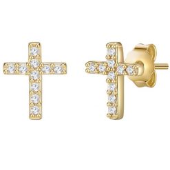 Lulu & Jane Kolczyki Krzyżyk Mosiadz Żółte złoto 1 ct Damski. Żółte kolczyki Lulu & Jane, z cyrkonią, pozłacane. Za 129.99 zł.