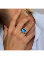 Les Petites Précieuses Srebrny pierścionek z topazem i cyrkonią rozmiar: 56. Szare pierścionki Les Petites Précieuses, z cyrkonią, srebrne. Za 216.22 zł.