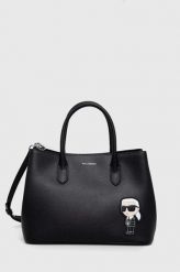 Karl Lagerfeld torebka skórzana kolor czarny. Czarne shopper bag KARL LAGERFELD, bez wzorów, z materiału, bez dodatków. Za 1,309.90 zł.