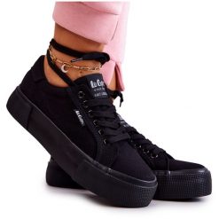 Tenisówki Na Platformie Lee Cooper LCW-22-31-0885L Czarne. Czarne trampki bez wzorów, z materiału, klasyczne, bez zapięcia. Za 197.76 zł.
