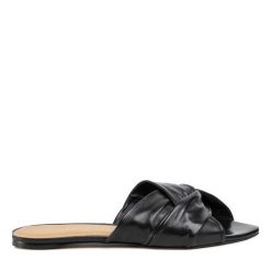Klapki Eva Longoria. Czarne klapki Eva Longoria, bez wzorów, bez obcasa, bez zapięcia. Za 449.99 zł.