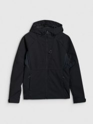 4F Kurtka softshell wiatroodporna membrana 10000 damska - czarna M. Czarne kurtki 4f, l, bez wzorów, z dzianiny, z kapturem, wspinaczkowe, windstopper. W wyprzedaży za 219.99 zł.