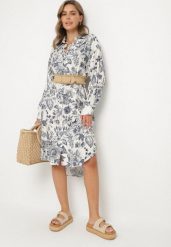 Niebieska Wiskozowa Sukienka Koszulowa w Kwiaty Varvesa. Niebieskie sukienki Born2be, na co dzień, m, bez wzorów, z wiskozy, eleganckie, bez kołnierzyka, bez ramiączek, midi, koszulowe. W wyprzedaży za 93.49 zł.