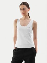 4F Top 4FWSS24TSLEF041 Biały Slim Fit. Białe topy 4f, s, bez wzorów, z bawełny, bez kołnierzyka, bez ramiączek. Za 29.99 zł.