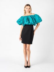 Pinko Sukienka "Isola" | 101248 A0VQ | Kobieta | Czarny, Turkusowy. Czarne sukienki Pinko, bez wzorów, z elastanu, bez kołnierzyka, bez ramiączek, mini, dopasowane. W wyprzedaży za 449.00 zł.