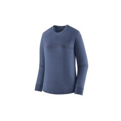 Koszulka wspinaczkowa damska L/S Cap Cool Merino Graphic Women. Niebieskie bielizna termoaktywna damska Patagonia, bez wzorów, z wełny, bez ramiączek. Za 399.99 zł.